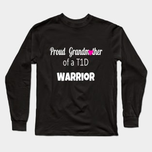 Proud Grandmother White Text Pink Heart Long Sleeve T-Shirt